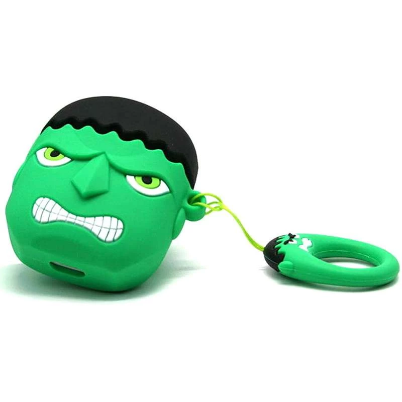 Силіконовий футляр Marvel & DC series для навушників AirPods 1/2 + кільце – Халк / Зелений. Фото 3 з 6