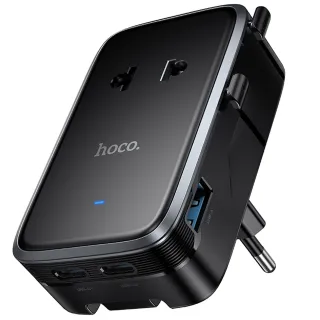 Сетевой универсальный переходник Hoco AC35 Capaz 15W + 1USB-A/2C фото 1 из 1
