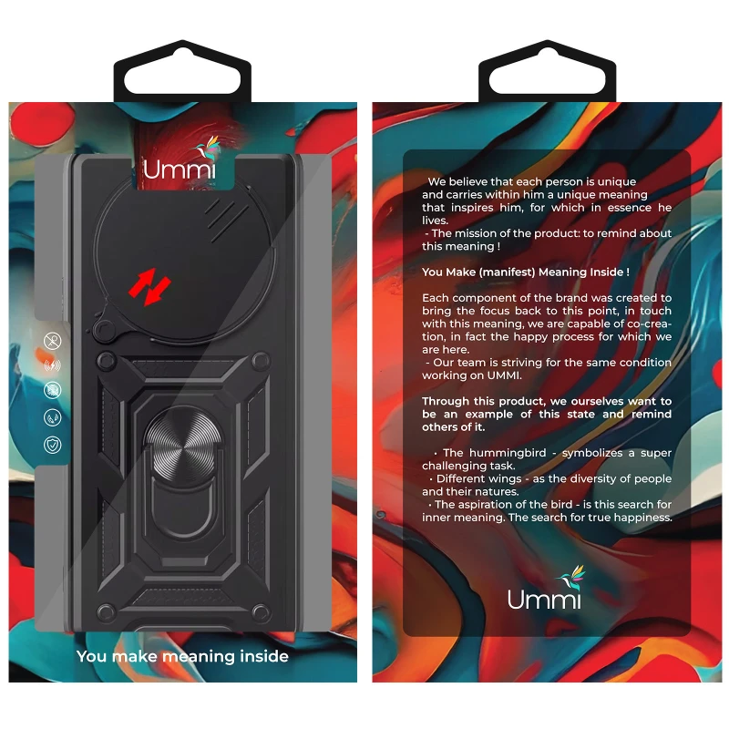 Ударопрочный чехол Ummi Camshield Serge Ring (in box) для Xiaomi 14 Ultra – Черный / Black. Фото 3 из 3