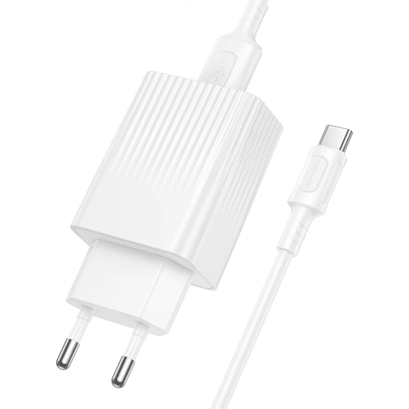 МЗП Borofone BAS72A Source QC3.0 (1USB-A) + кабель USB to Type-C – White. Фото 2 з 4