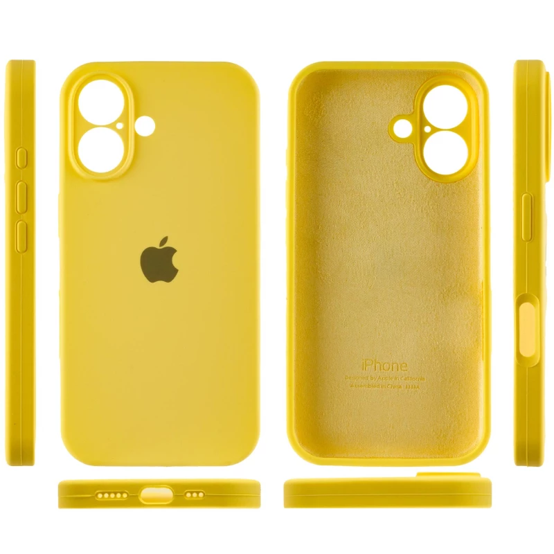 Чехол Silicone Case с защитой камеры для Apple iPhone 16 – Желтый / Yellow. Фото 5 из 8