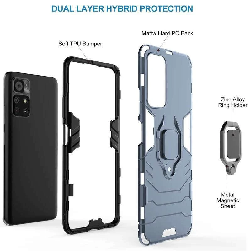 Протиударний чохол Transformer з кільцем на Xiaomi Poco M4 Pro 5G – Сірий / Metal slate. Фото 4 з 6