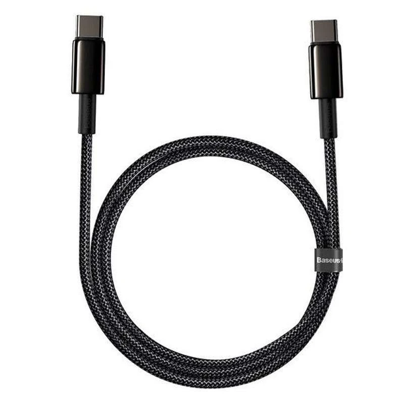 

Дата кабель Baseus Tungsten Gold Type-C to Type-C Cable 100W (1m) (Черный), Чорний