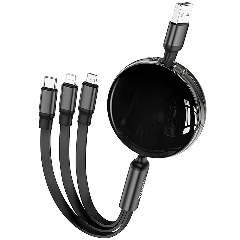 Дата кабель Hoco X78 Easy pull storage 3in1 (1m) фото 1 з 1