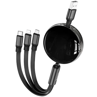 Дата кабель Hoco X78 Easy pull storage 3in1 (1m) фото 1 з 1