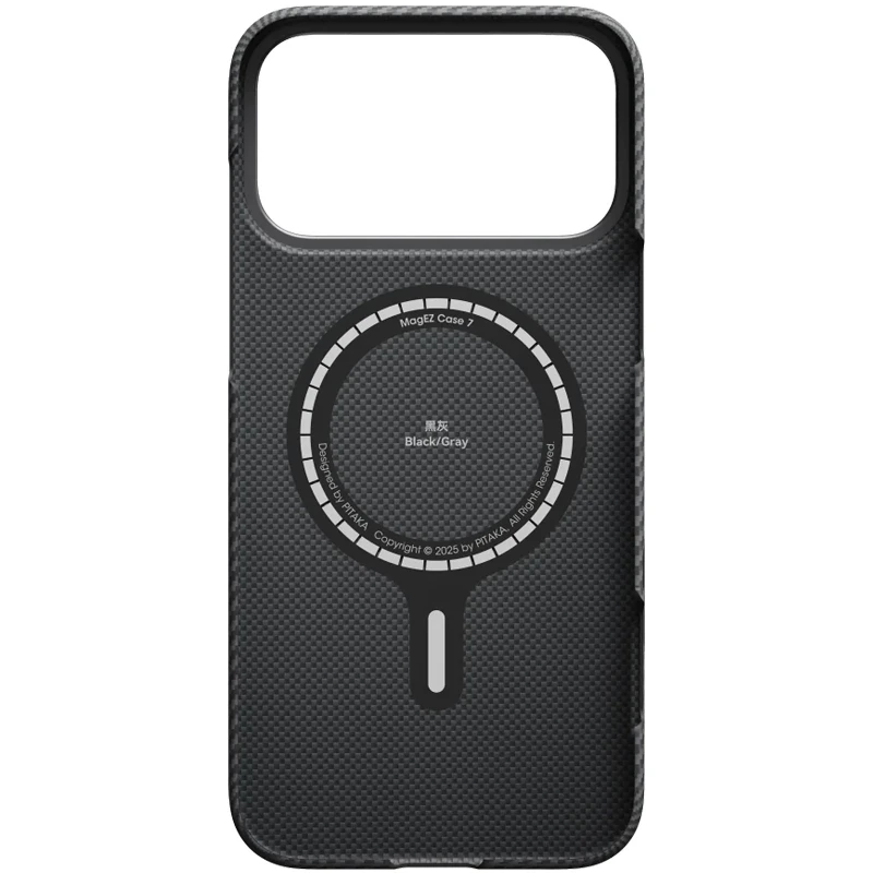 Чехол Aramid Fiber PTK Premium with MagSafe (NFC) для Apple iPhone 17 Pro (6.3") – Black / Grey. Фото 3 з 3
