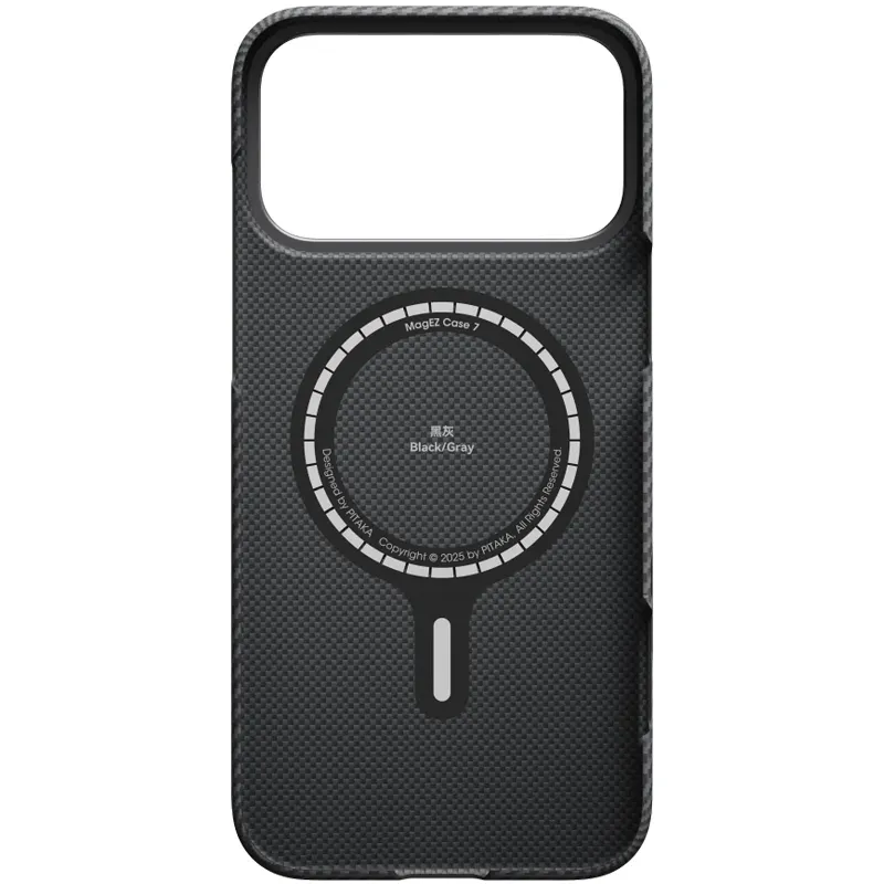 Чохол Aramid Fiber PTK Premium with MagSafe (NFC) для Apple iPhone 17 Pro Max (6.9") – Black / Grey. Фото 3 з 3