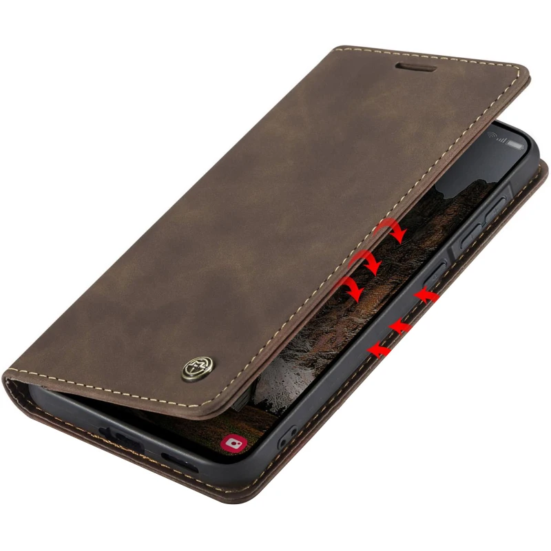 Кожаный чехол-книжка CaseMe Velvet Nubuck для Xiaomi Redmi Note 15 4G/5G (EU) – Coffee. Фото 4 из 4