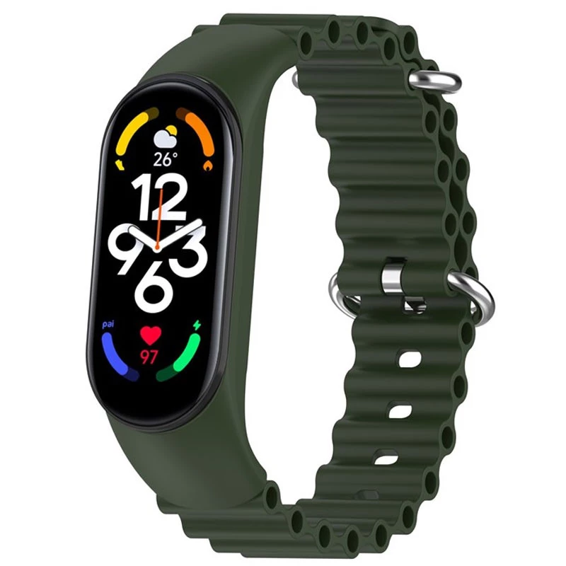 Ремешок Ocean Band для Xiaomi Mi Band 5 – Зеленый / Dark Olive. Фото 1 из 3