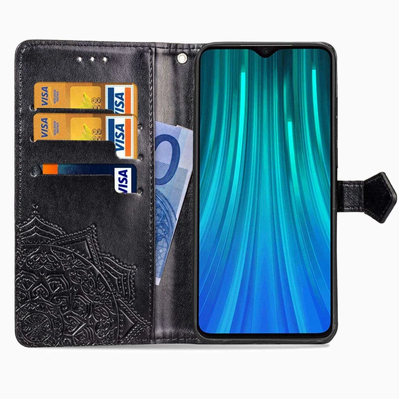 Кожаный чехол-книжка Art Case с визитницей для Xiaomi Redmi Note 8 Pro – Черный. Фото 6 из 7