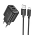 МЗП Hoco C141A Smart 2.1A (2USB-A) + кабель USB to MicroUSB – Black. Фото 1 з 5