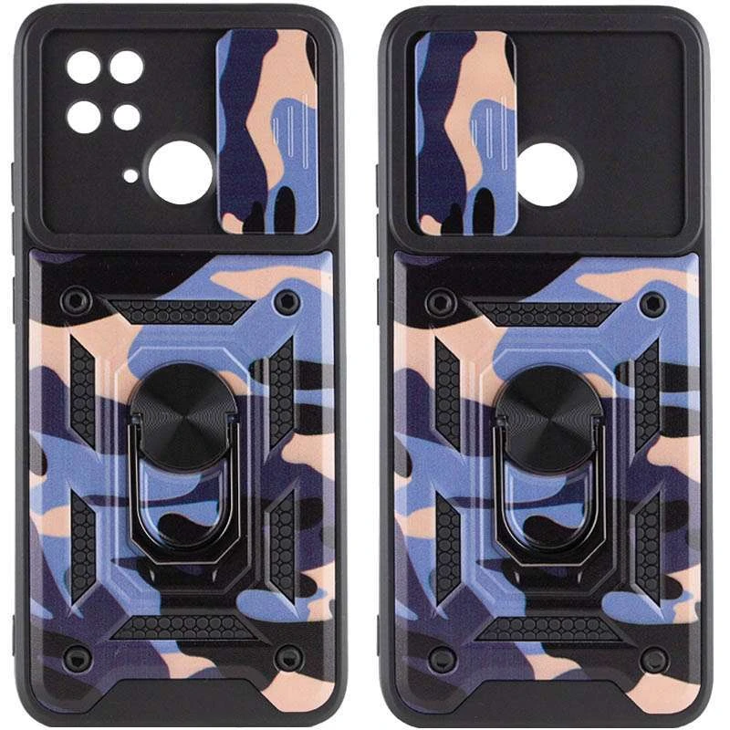 

Ударостойкий чехол камуфляж Serge Ring со шторкой для камеры для Xiaomi Poco C40 (Фиолетовый / Army Purple), Фіолетовий / army purple