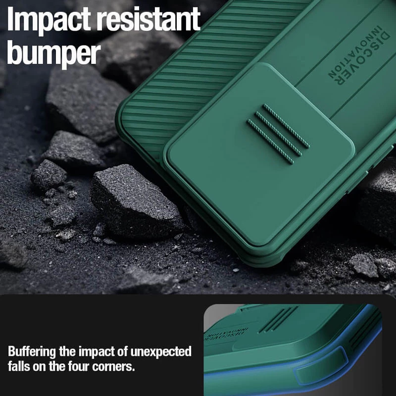 Карбоновая накладка Nillkin Pro со шторкой для камеры для Xiaomi Poco X6 – Deep Green. Фото 5 из 6