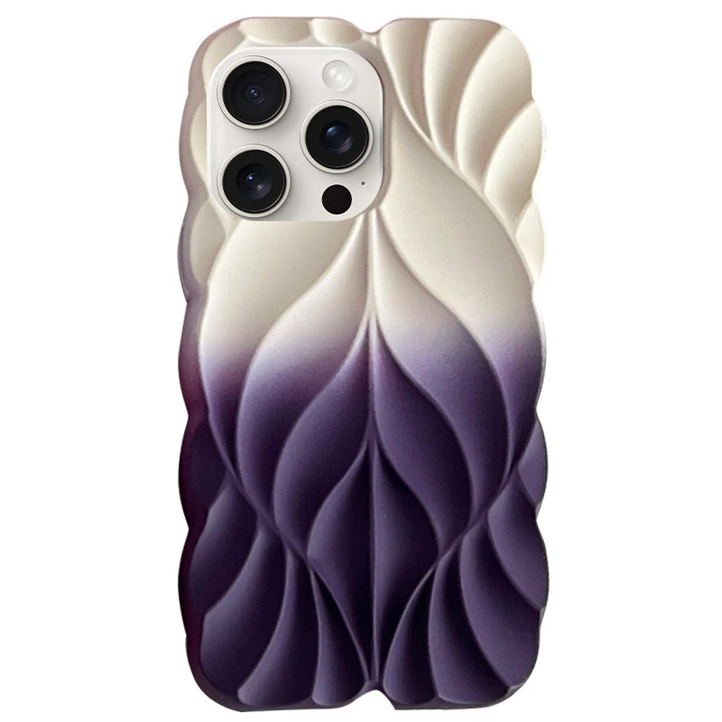 Силиконовый чехол Leaf для Apple iPhone 16 Pro Max – White / Purple. Фото 1 из 2