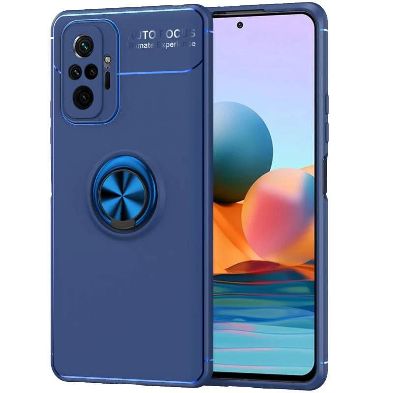 

Чехол Deen ColorRing с кольцом для Xiaomi Redmi Note 10 Pro (Синий / Синий), Синій / синій