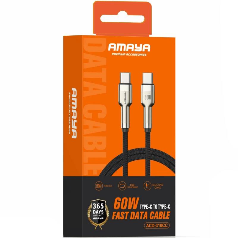Дата кабель Amaya 310CC Type-C to Type-C 60W (1m) – Brown. Фото 2 из 2
