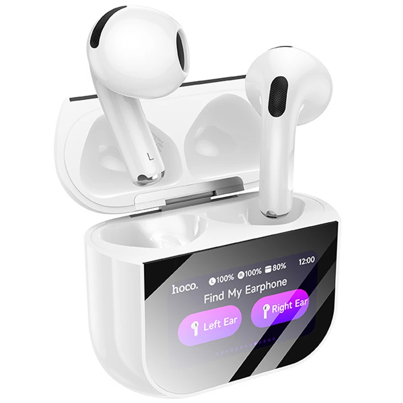 Беспроводные TWS наушники Hoco EW82 Sparkle with Touch Screen – White. Фото 4 из 6