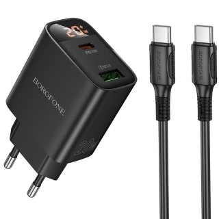 СЗУ Borofone BA96A Ilustre with digital display PD20W+QC3.0 (1USB-A/1C) + кабель Type-C to Type-C фото 1 СЗУ Borofone BA96A Ilustre with digital display PD20W+QC3.0 (1USB-A/1C) + кабель Type-C to Type-C фото 1 из 1