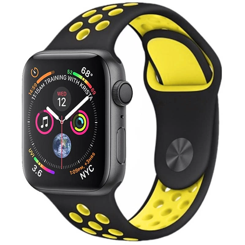 

Силиконовый ремешок Sport Nike+ для Apple watch 38mm / 40mm (black/yellow)