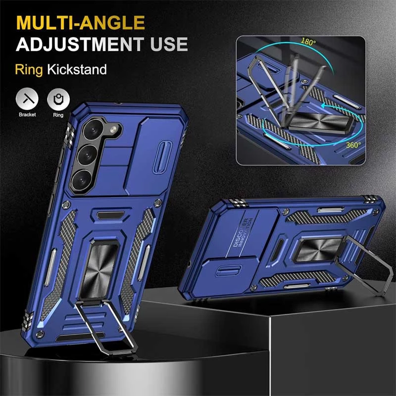 Ударостійкий чохол Square Ring зi шторкою на камеру на Samsung Galaxy S23+ – Синій / Navy. Фото 13 з 18