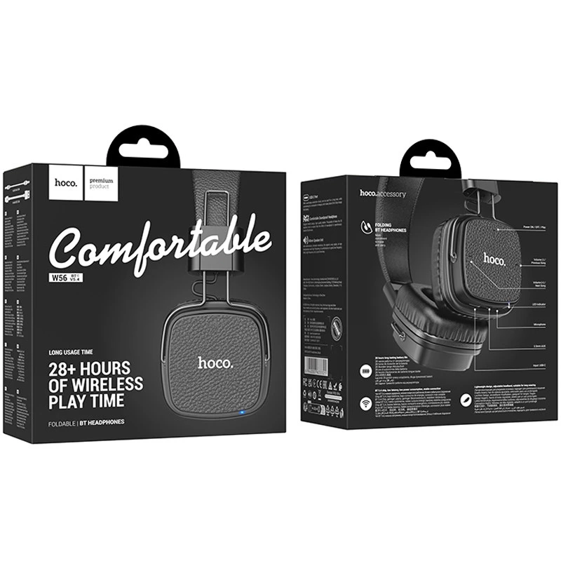 Накладные беспроводные наушники Hoco W56 Earl – Black. Фото 6 из 6