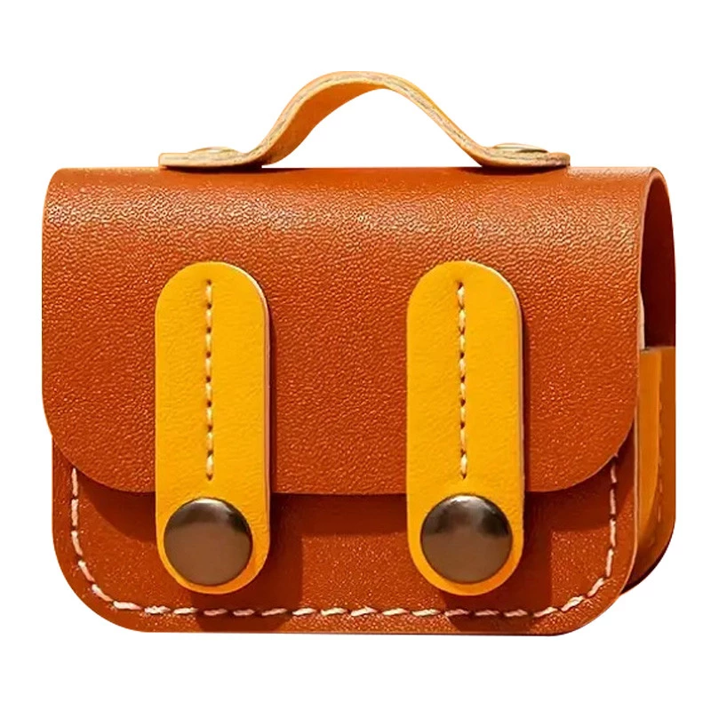 Кожаный футляр Briefcase для наушников AirPods Pro – Brown / Yellow. Фото 1 из 3