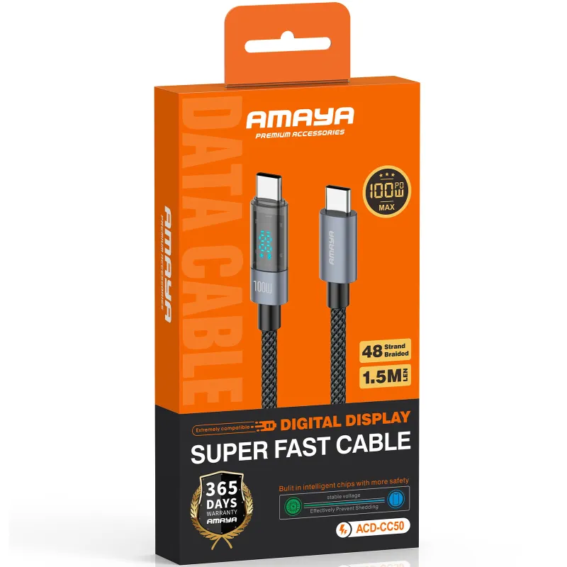 Дата кабель Amaya 50CC Type-C to Type-C 100W (1.5m) – Black. Фото 2 з 2