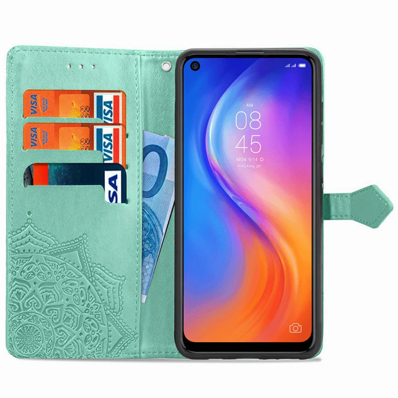 Шкіряний чохол-книжка Art Case з візитницею для TECNO Spark 7 – Бірюзовий. Фото 2 з 5