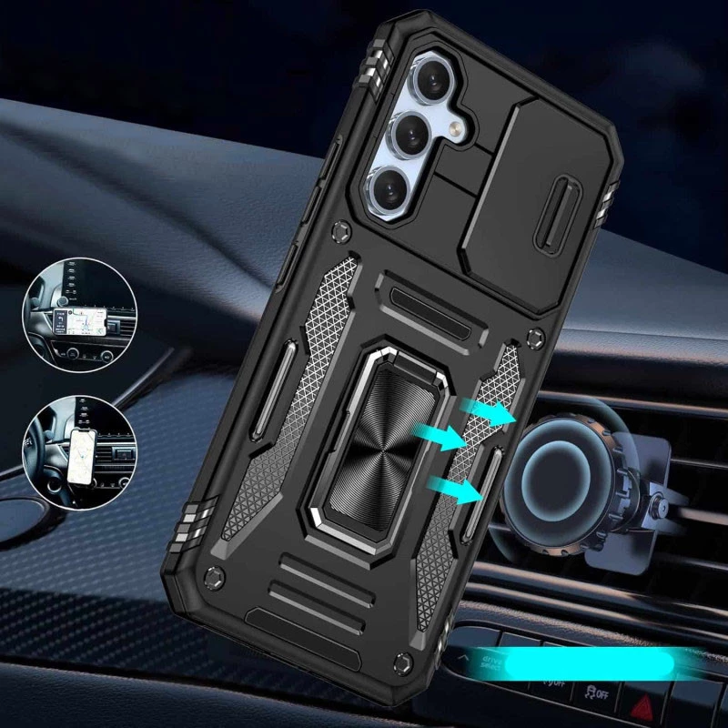 Ударостійкий чохол Square Ring зi шторкою на камеру на Samsung Galaxy S25+ – Чорний / Black. Фото 3 з 13