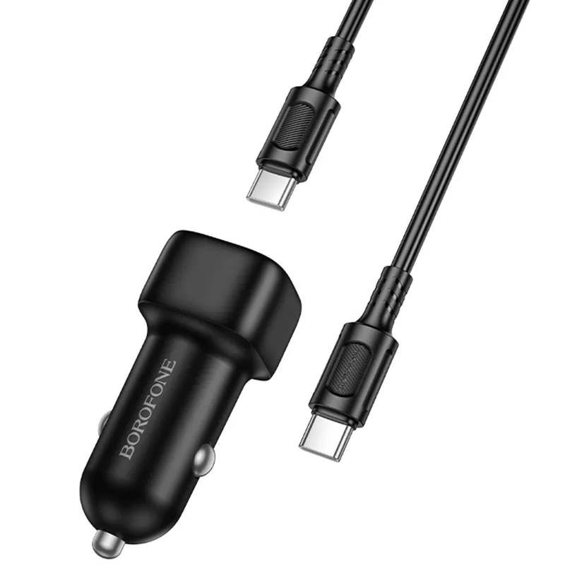 АЗП Borofone BZ34B Cloud PD20W+QC3.0 total 38W (1USB-A/1C) + кабель Type-C to Type-C – Black. Фото 5 з 5