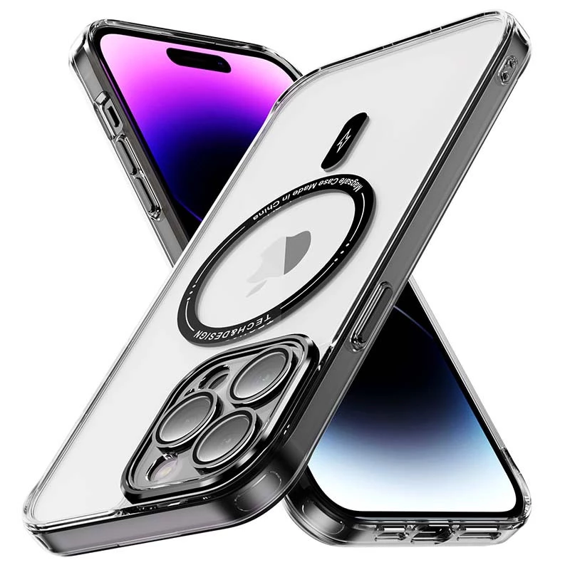 

Чохол TPU+PC з кольоровими металевими кнопкам та MagSafe на Apple iPhone 12 Pro Max (6.7") (Black)