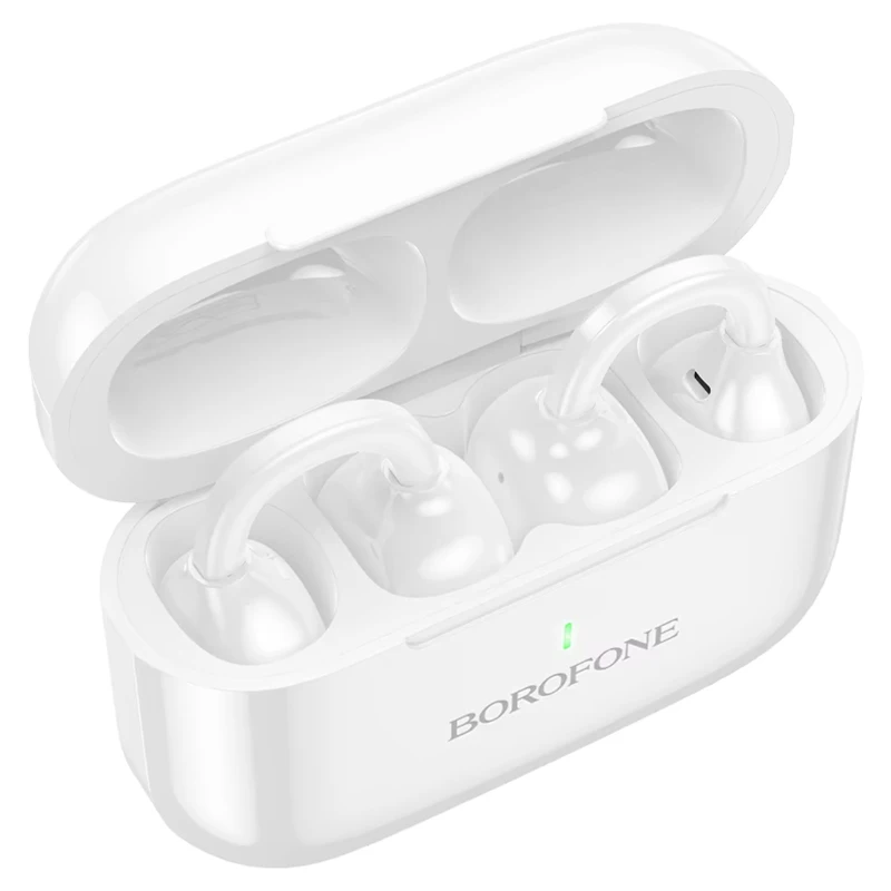 Бездротові TWS навушники Borofone BW95 Cancion clip-on – White. Фото 5 з 6