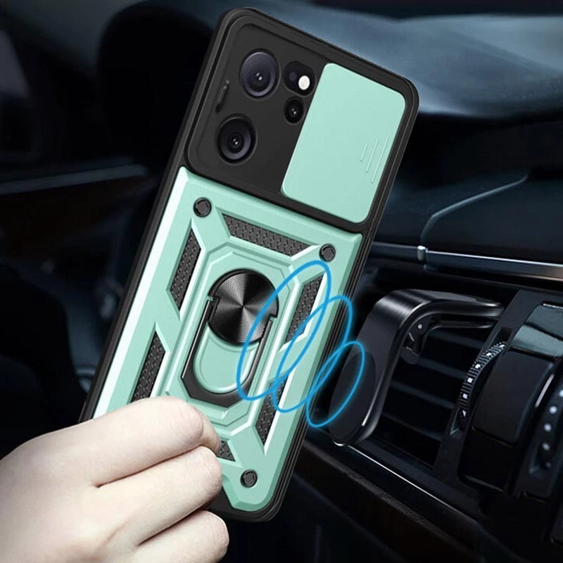 Ударопрочный чехол Serge Ring с защитой камеры для Xiaomi 13T – Зеленый. Фото 5 из 7