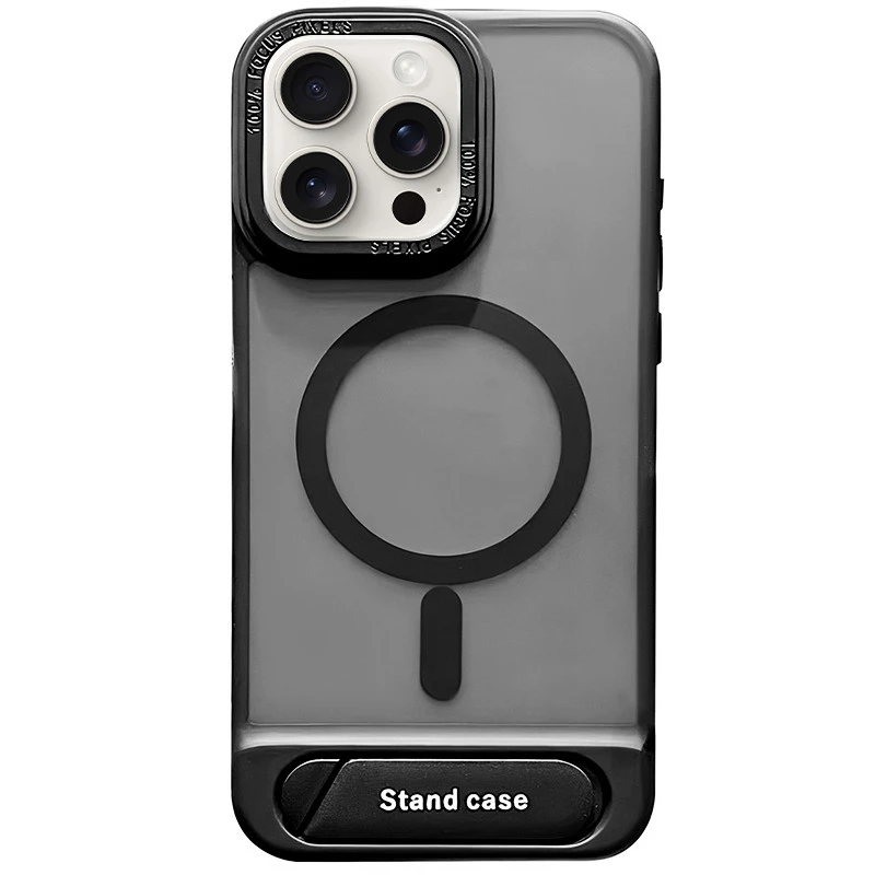 TPU+PC чохол Stand case для Apple iPhone 16 – Black. Фото 1 з 8