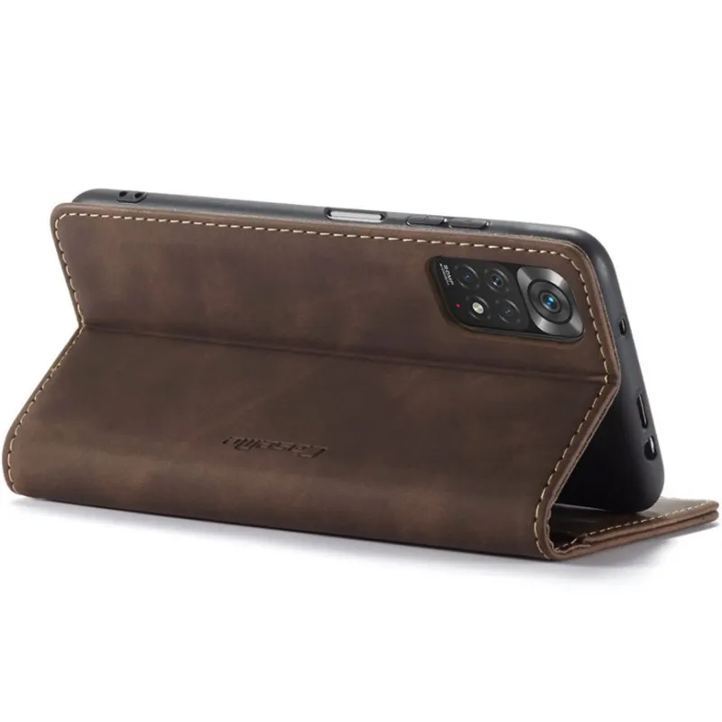 Кожаный чехол-книжка CaseMe Velvet Nubuck для Xiaomi Redmi Note 11 (Global) / Note 11S – Coffee. Фото 6 из 6