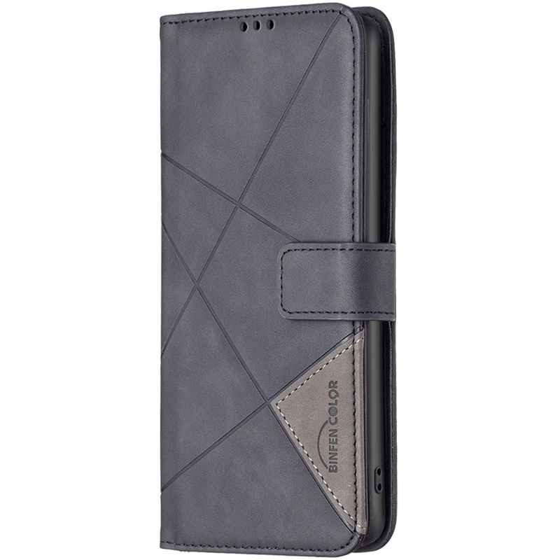 Кожаный чехол-книжка Geometric Pattern для Xiaomi Redmi Note 15 Pro 4G – Black. Фото 1 из 4