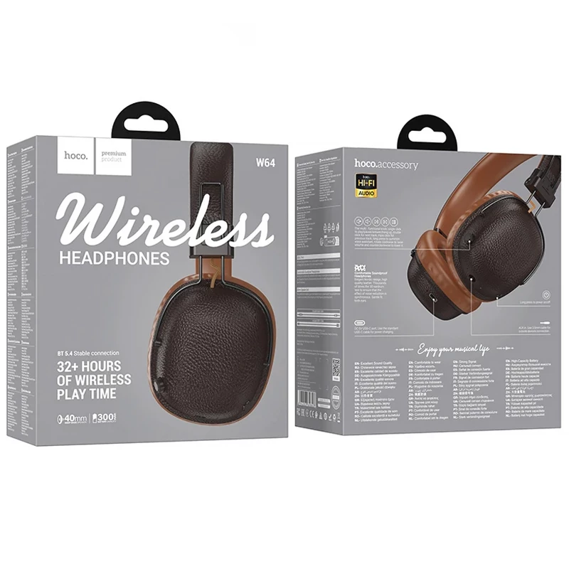 Накладні бездротові навушники Hoco W64 Earl II – Brown. Фото 5 з 5