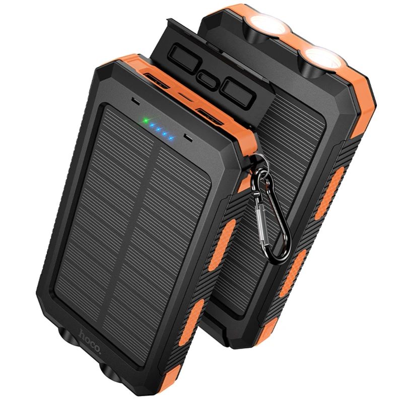 Портативний ЗП Power Bank Hoco J164 Platinum solar 10.5W with lighting 8000 mAh – Black. Фото 1 з 7
