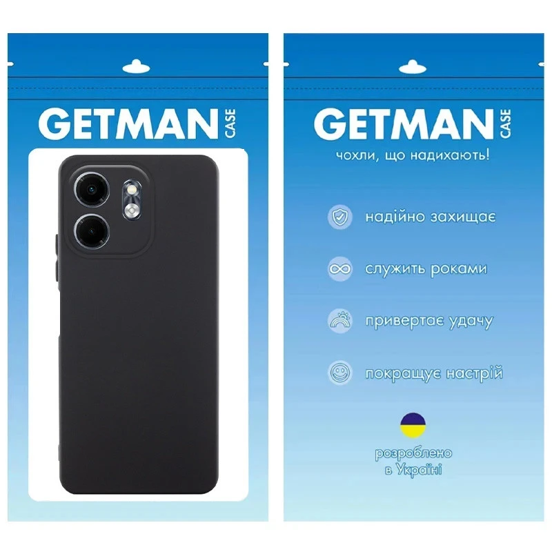 Кольоровий силіконовий чохол GETMAN із закритою камерою для Xiaomi Redmi 15 4G (Global) / 5G – Чорний / Black. Фото 3 з 8
