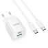 СЗУ Hoco C147A PD20W+QC3.0 (1USB-A/1C) + кабель Type-C to Type-C – White. Фото 2 из 7