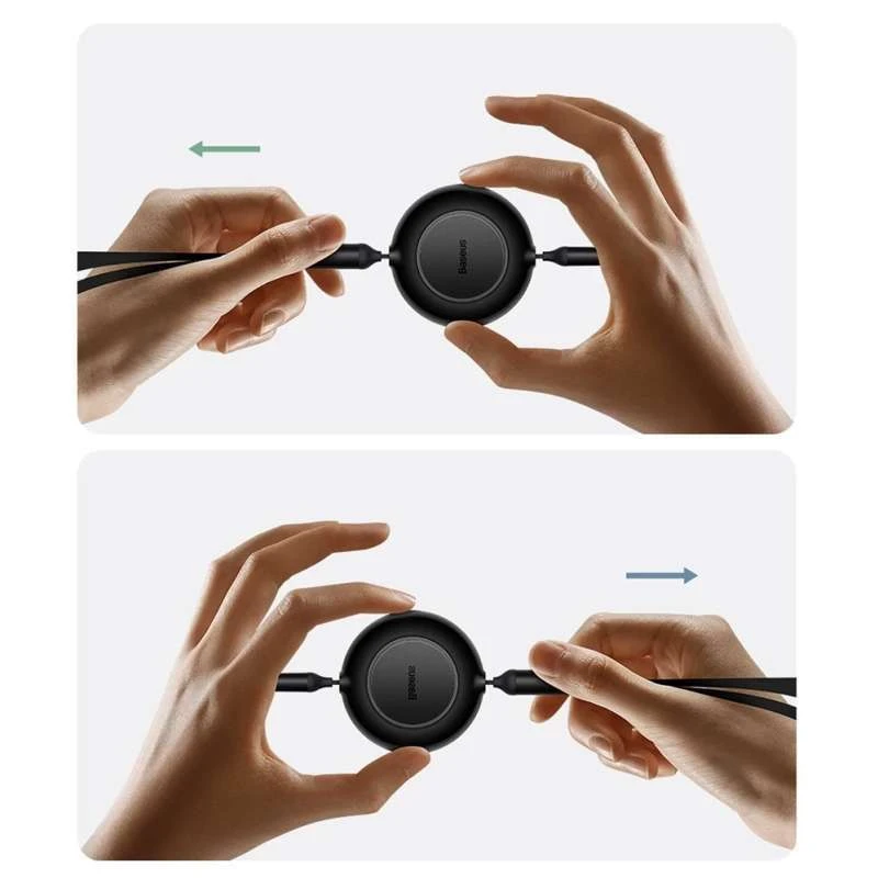 Дата кабель Baseus Bright Mirror 2 Series Retractable 3in1 3.5A (1.1m) (CAMJ01000) – Black. Фото 5 з 6