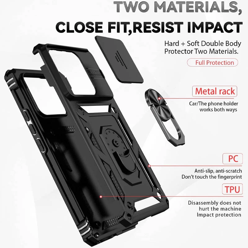 Ударопрочный чехол Serge Ring с защитой камеры для Xiaomi 13 – Черный. Фото 7 из 8