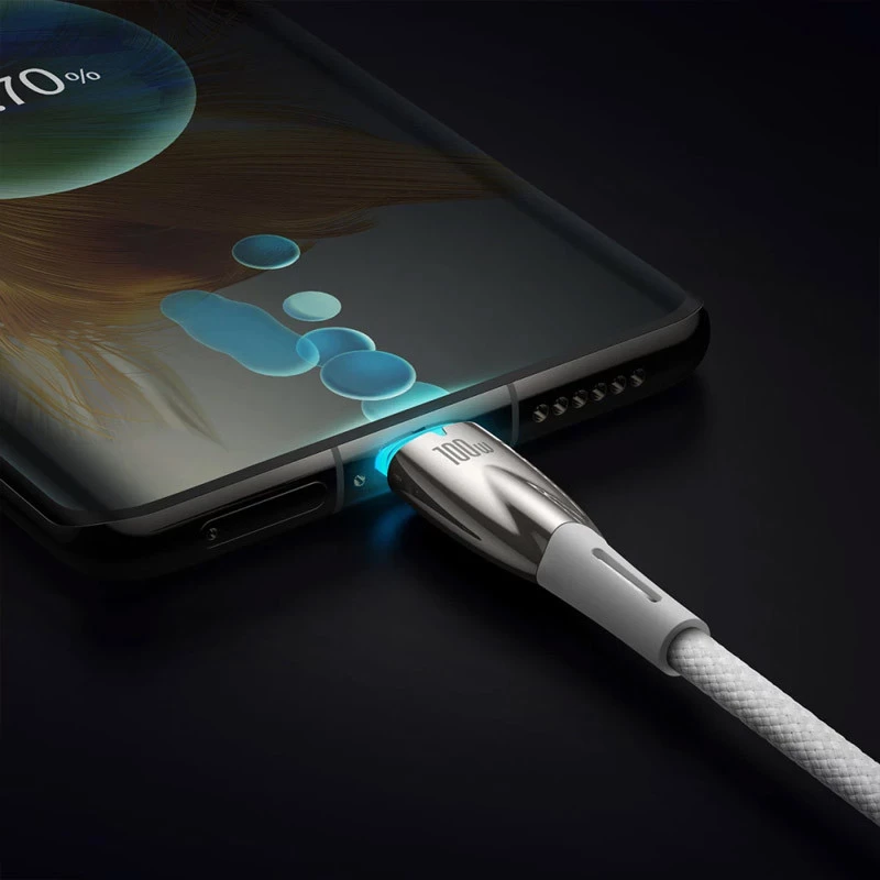 Дата кабель Baseus Glimmer Series Fast Charging Type-C to Type-C 100W 1m (CADH00070) – White. Фото 4 из 7