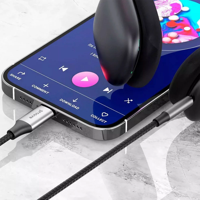 Аудио кабель Aux Proove SoundTrack Lightning to 3.5mm (1m) – Black. Фото 2 из 3