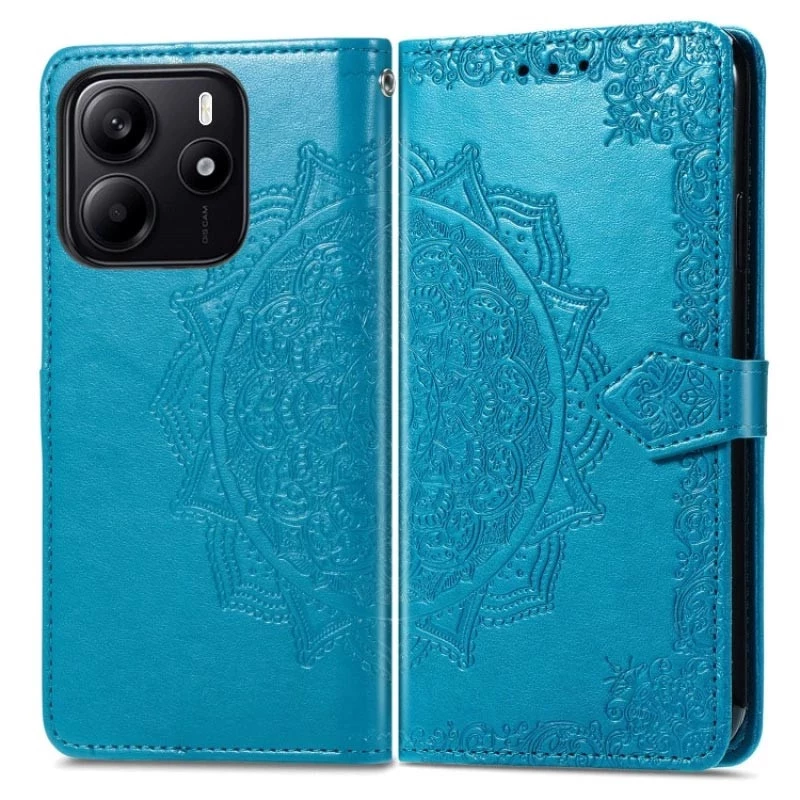 Шкіряний чохол-книжка Art Case з візитницею для Xiaomi Redmi Note 14 4G (Europe version) – Синій. Фото 3 з 6