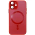 Силиконовый сапфировый чехол с защитой камеры на с MagSafe на Apple iPhone 12 (6.1") – Красный / Red. Фото 1 из 2