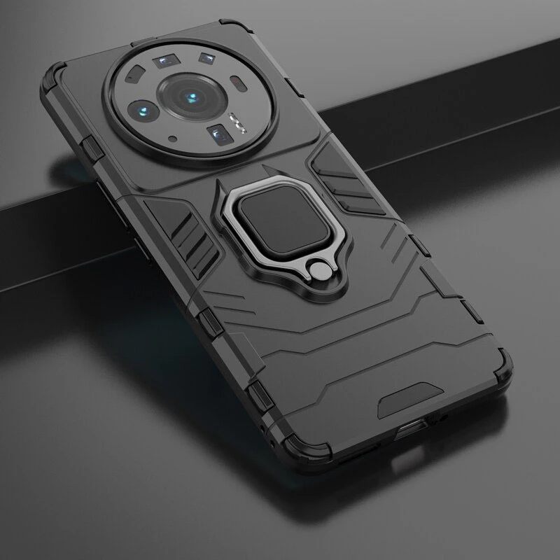 Противоударный чехол Transformer с кольцом для Xiaomi 12S Ultra – Черный / Soul Black. Фото 5 из 5