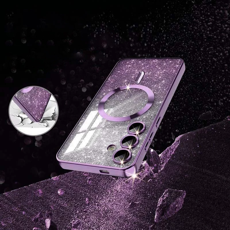 Чохол з блискітками, захисними лінзами на камеру та MagSafe на Samsung Galaxy S24 FE – Фіолетовий / Deep Purple. Фото 4 з 7