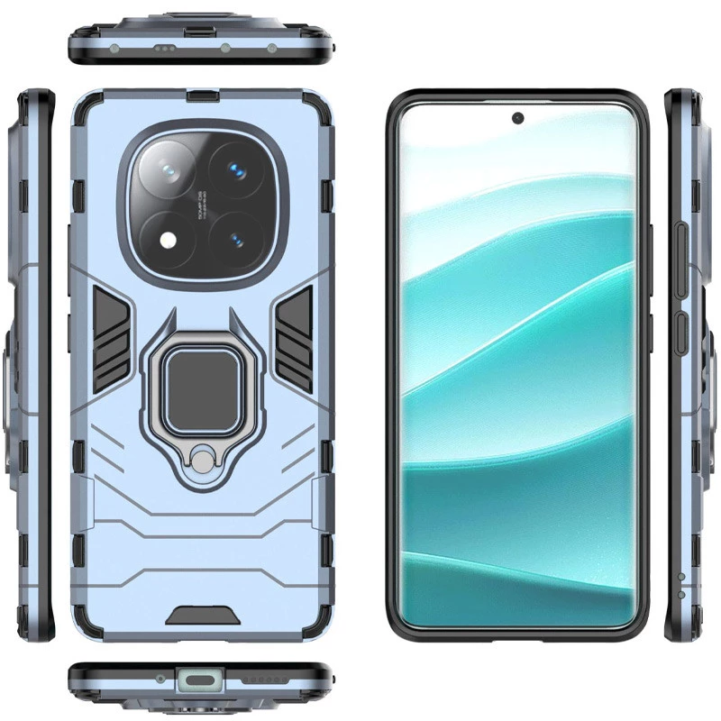 Противоударный чехол Transformer с кольцом для Xiaomi Redmi Note 14 Pro 5G – Серый / Metal slate. Фото 3 из 5