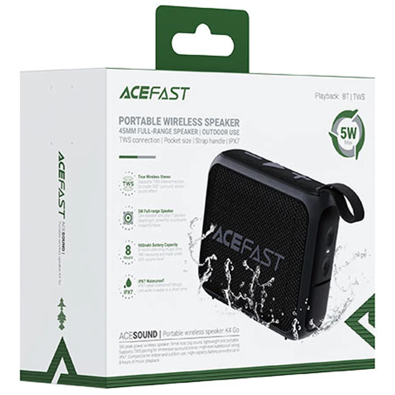 Bluetooth Колонка Acefast K4 Go – Black. Фото 6 из 7